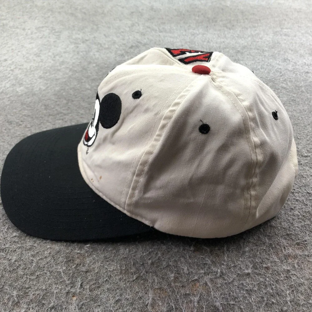 Vintage Disney Hat Cap Snap Back Mens One Size White Mickey Mouse USA